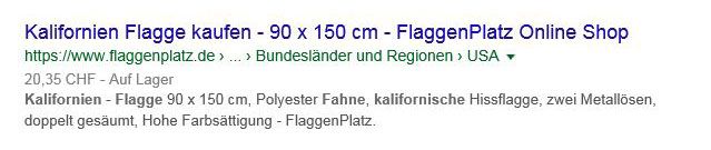 Rich Snippets Problem CHF Schweizer Franken Preise in Deutschland