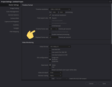 Projekteinstellung DaVinci Resolve 25 fps